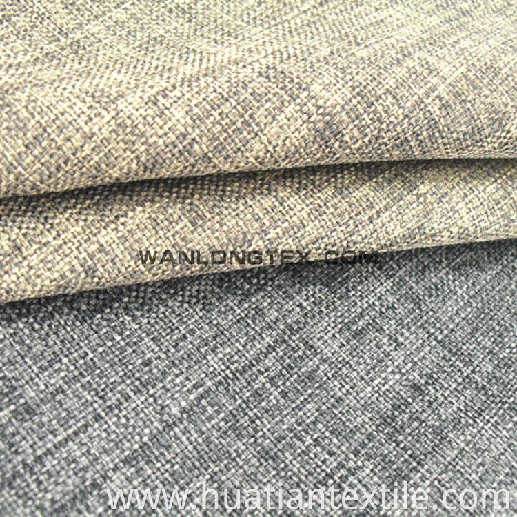 flocking Polyester Linen look upholstery fabric for sofa